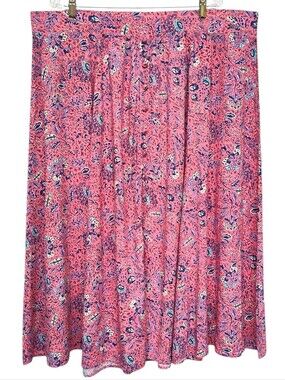 TORRID Mauve-Pink & Blue A-Line Floral Button-Detailed Skirt Torrid 22/24